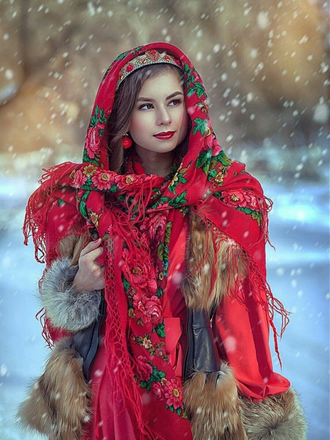 Beautiful girl Women in Slavic costumes in Jingmen